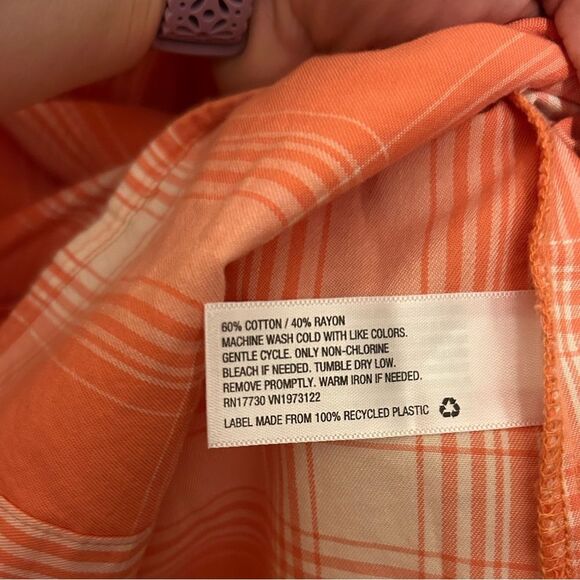 NWT Men’s Universal Threads coral plaid long sleeve size Large - Picture 7 of 9